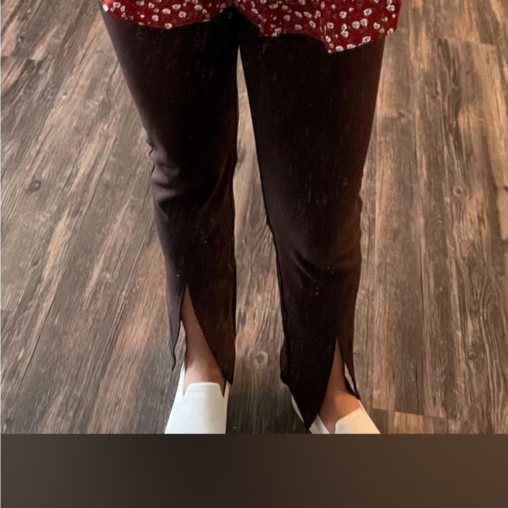 Split Hem Maternity Pants - Brown - image 3